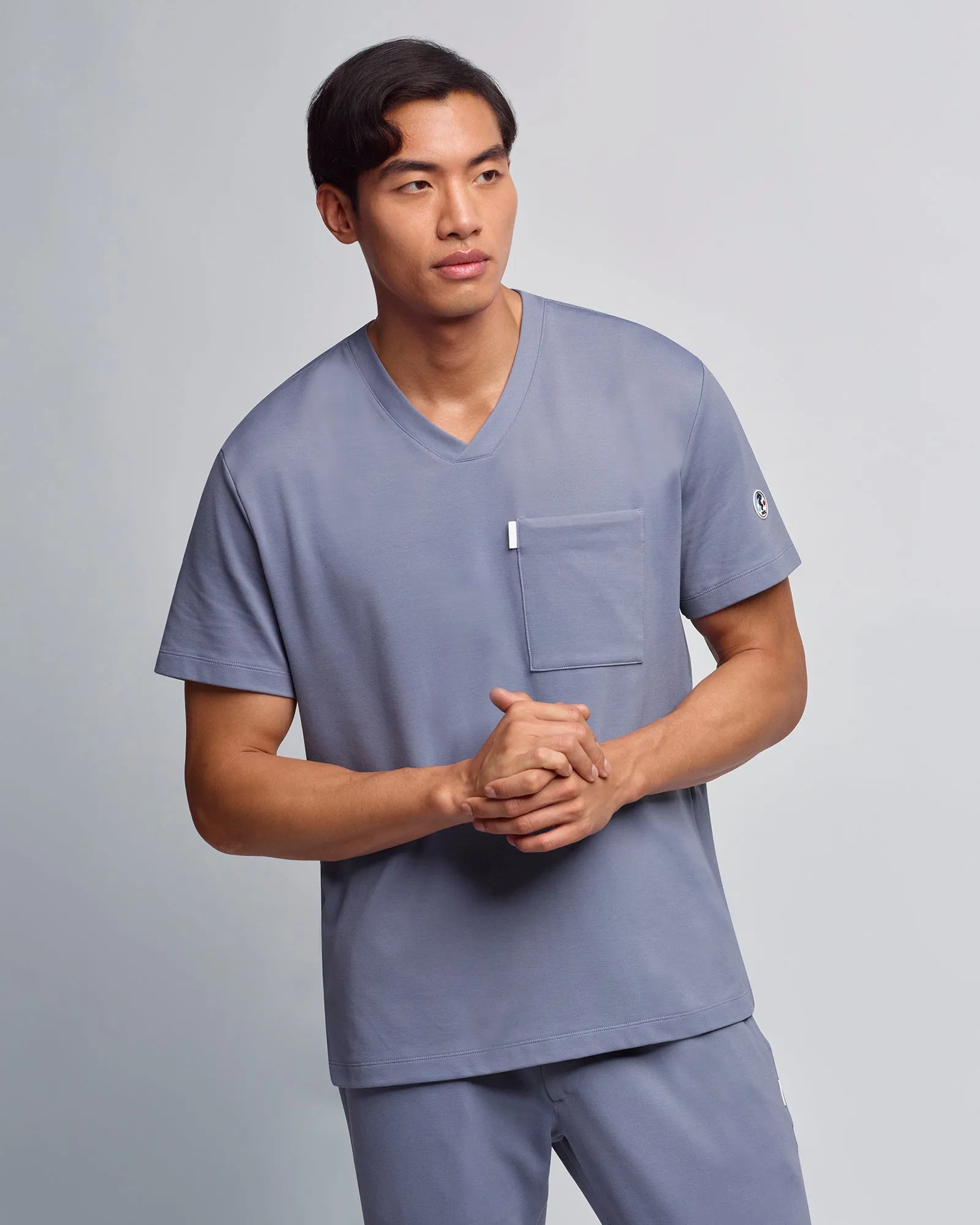 Men's V-neck Office Scrub Top | Jersey Milano