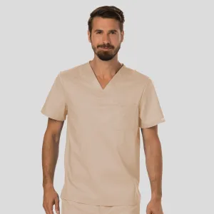 Men's V-Neck Solid Scrub Top | Khaki