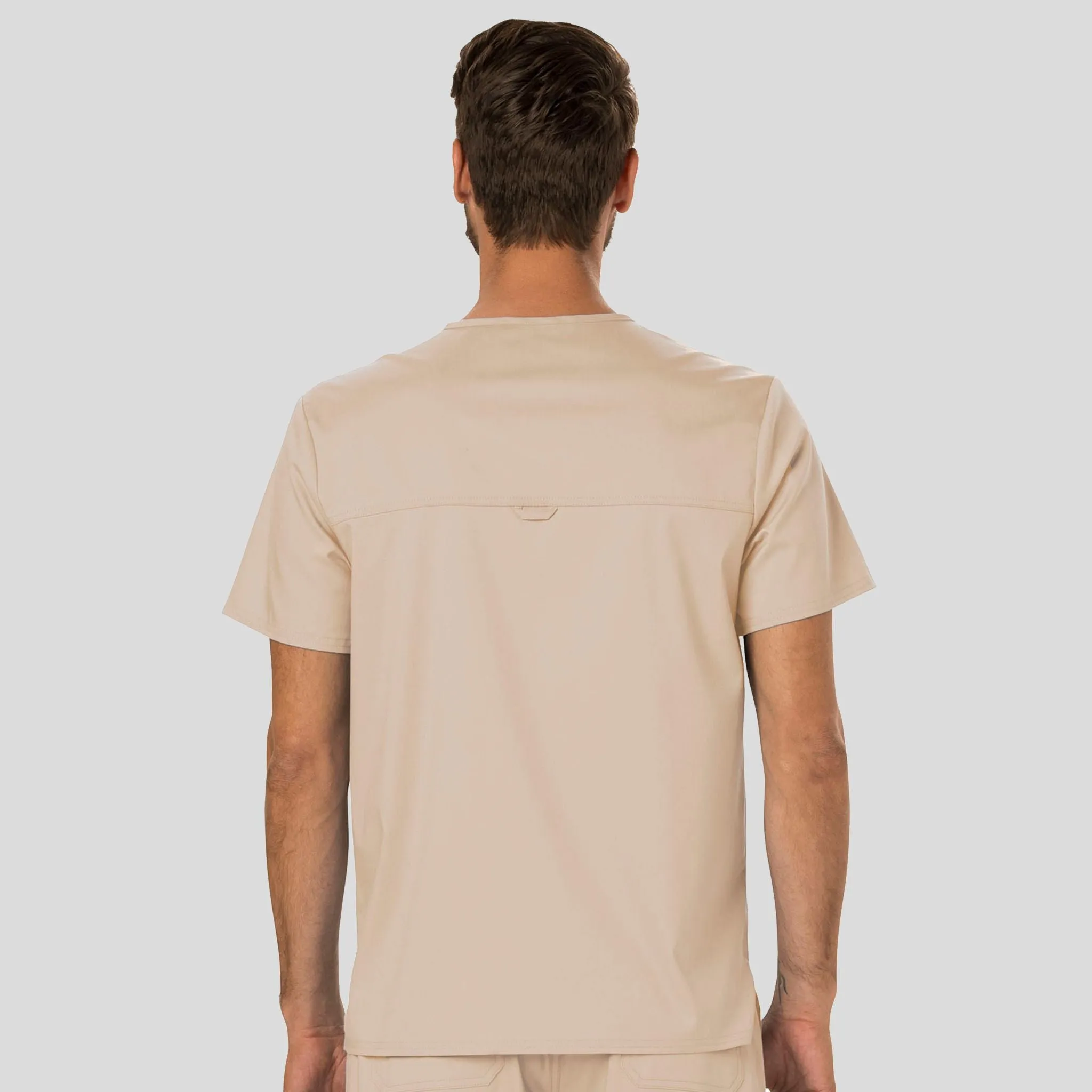 Men's V-Neck Solid Scrub Top | Khaki
