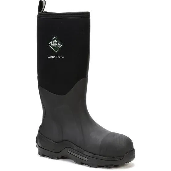 Muck Men's Arctic Sport Tall Steel Toe Waterproof Rubber Work Boot - Black - ASP-Steel