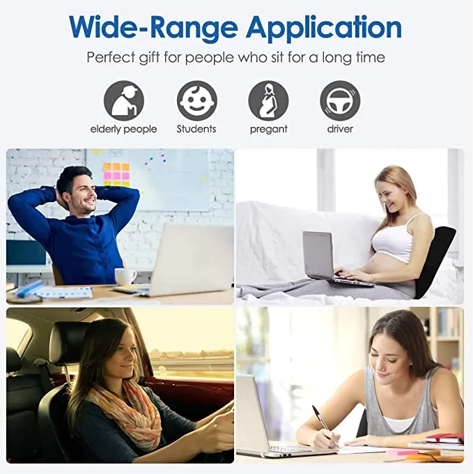 New Qutool Orthopedic Memory Foam Seat Cushion and Lumbar Support Back Pillow for Lower Back Tailbone and Sciatica Relief Office Chair and Car Seat Cushion Set with Premium Adjustable Strap (Black) Retails $104 