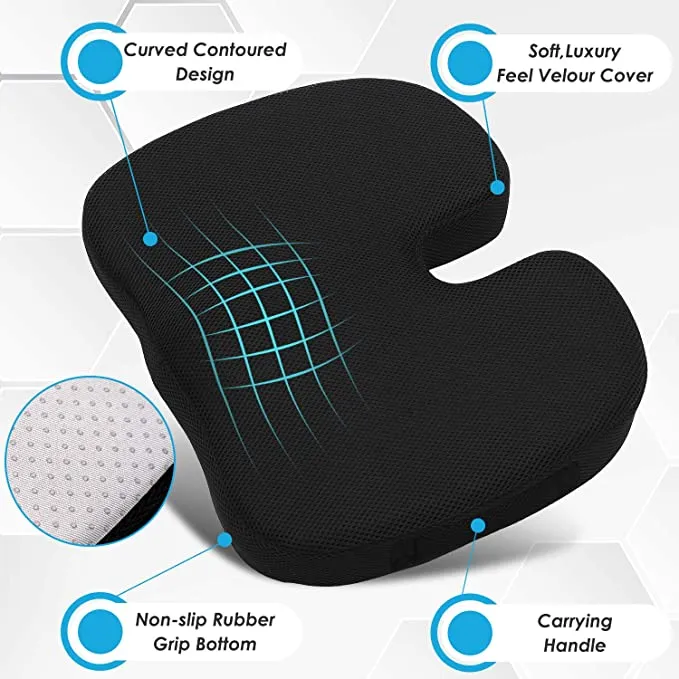 New Supa Modern Memory Foam Car Seat Cushion and 3D Mesh Lumbar Support Pillow Coccyx Orthopedic Seat Cushion for Office Chair Lumbar Support Back Pillow for Reliving Lower Back Pain
