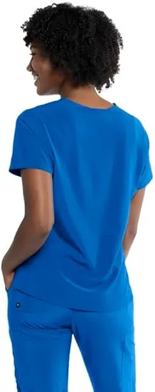 NEW Tasha   Me Women's Medical Scrub Chest Pocket Shirts - Modern Slim-Fit & V-Neck Style Top, Royal Blue, Sz 2XL
