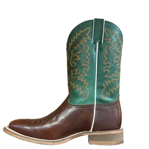Nocona Men's Boots - Brown Square Toe with Green Top