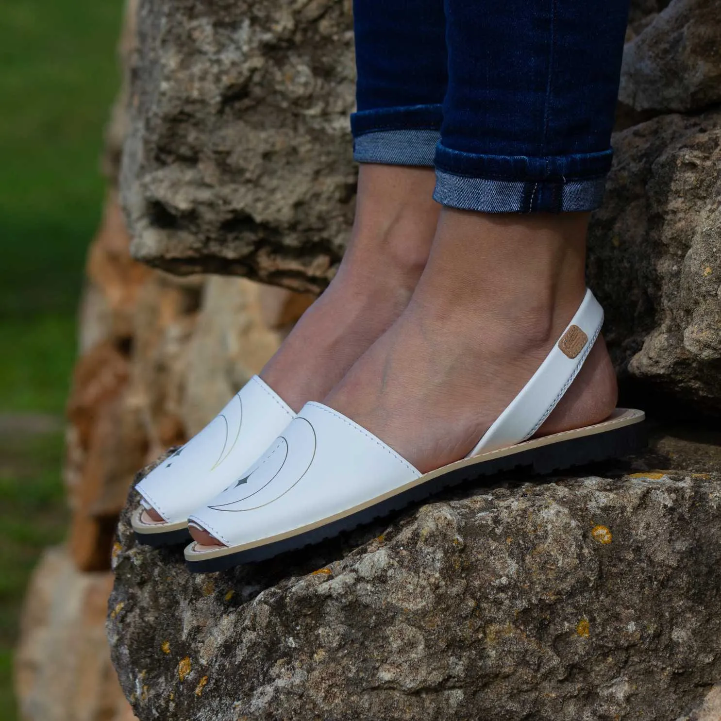 Open Toe Leather Menorcan Sandal With Sling Back - Madona 1056 Lunas Ciervo