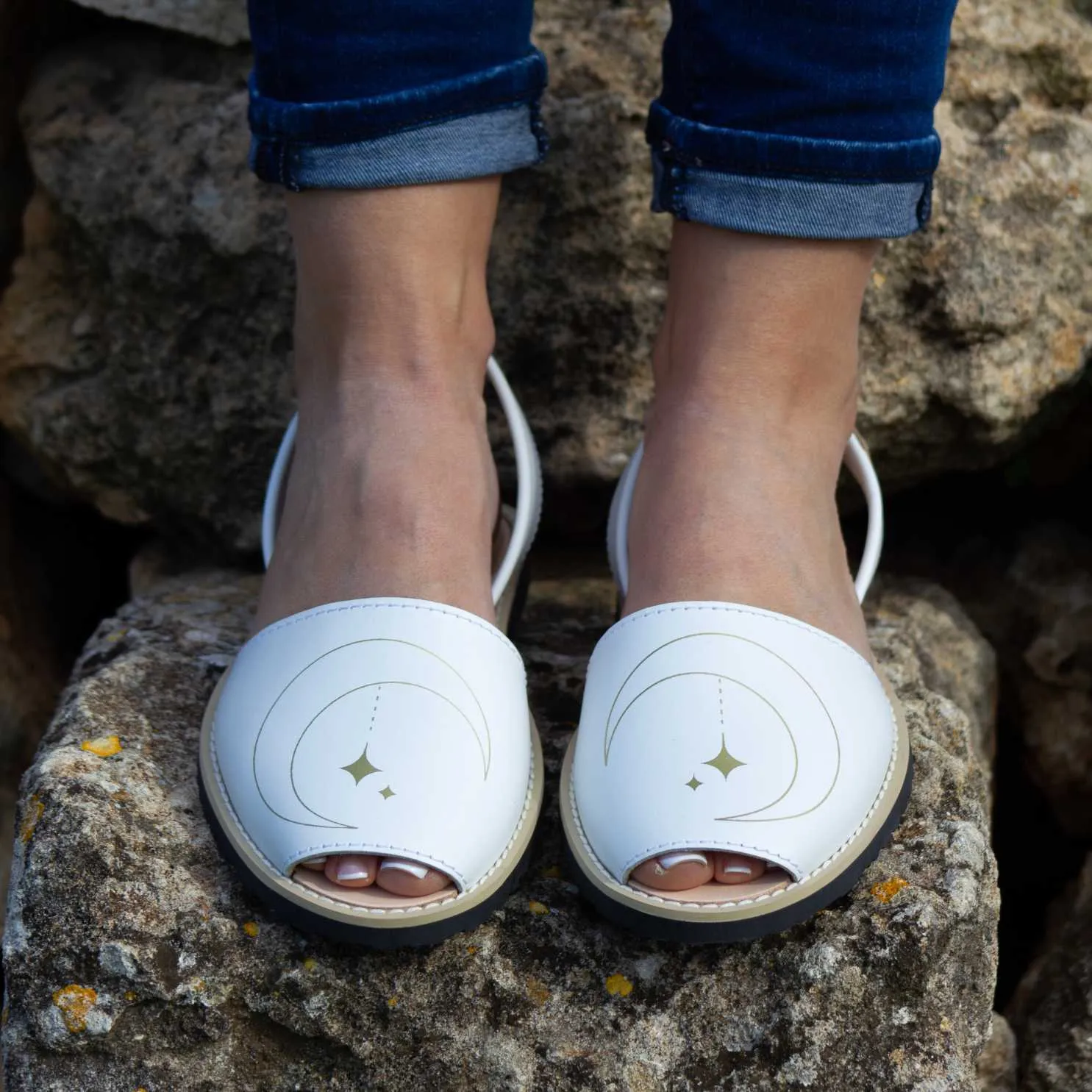 Open Toe Leather Menorcan Sandal With Sling Back - Madona 1056 Lunas Ciervo