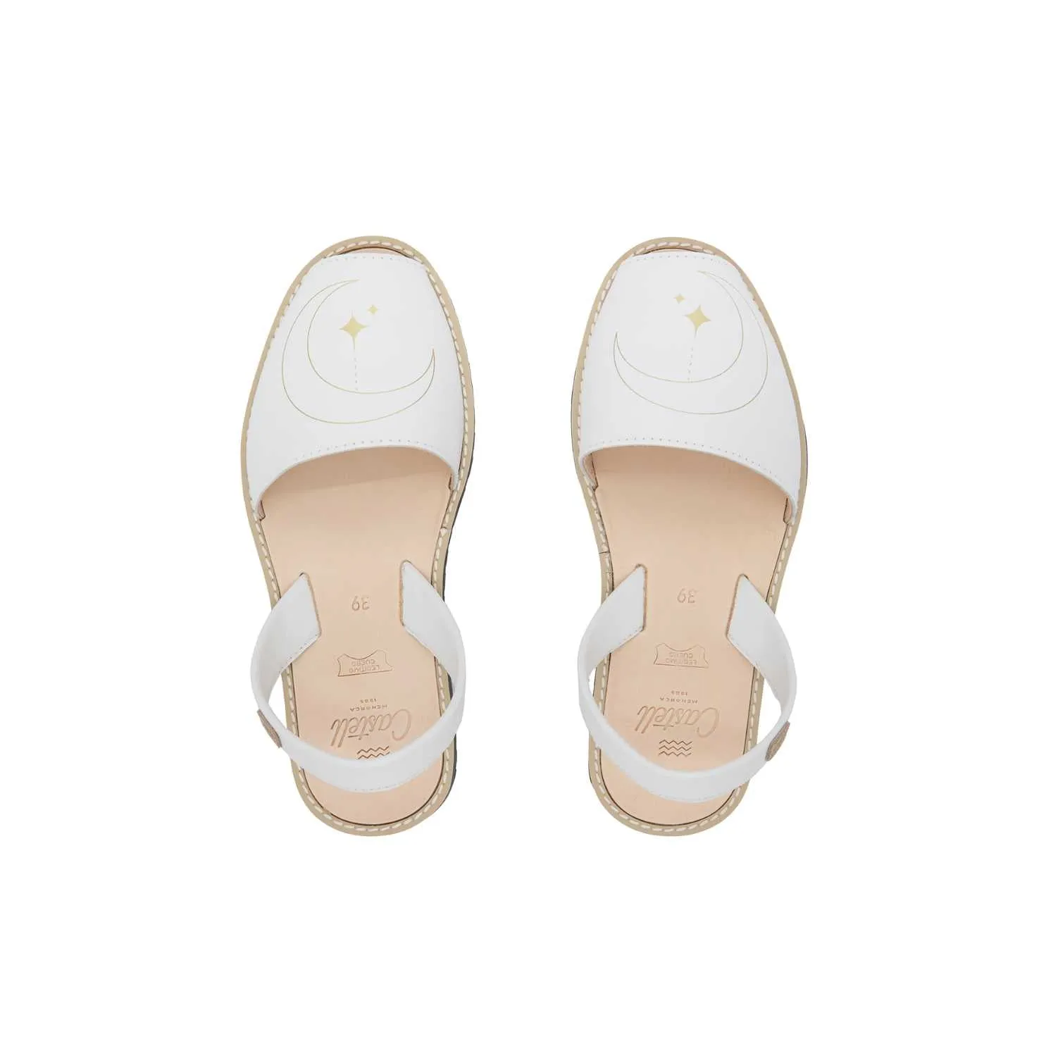Open Toe Leather Menorcan Sandal With Sling Back - Madona 1056 Lunas Ciervo