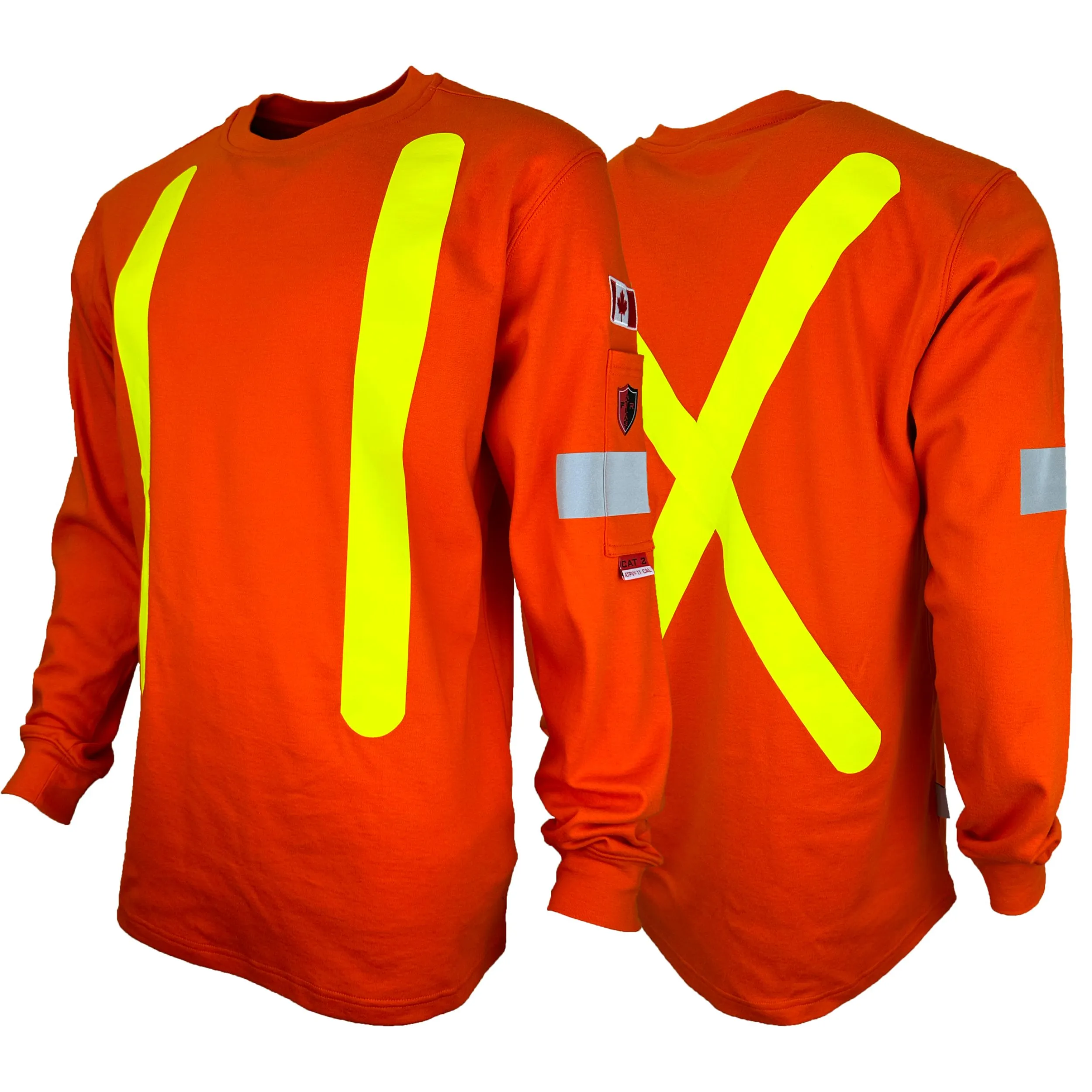 Orange Atlas Guardian® FR/AR OHSA Hi Vis Long Sleeve T-Shirt by Atlas Workwear - Style 507OR
