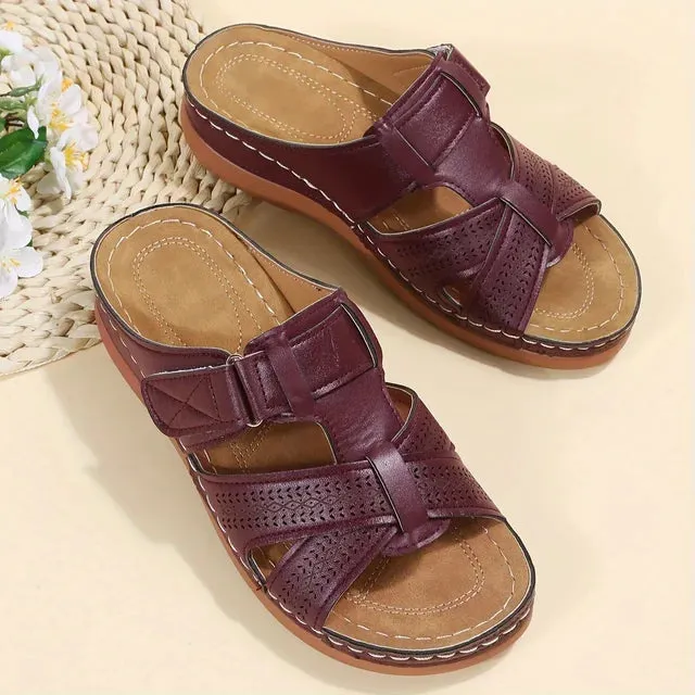 Orthopedic Leather Sandals with Adjustable Buckle and Non-slip Sole