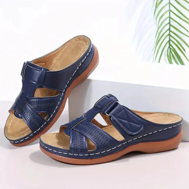Orthopedic Leather Sandals with Adjustable Buckle and Non-slip Sole