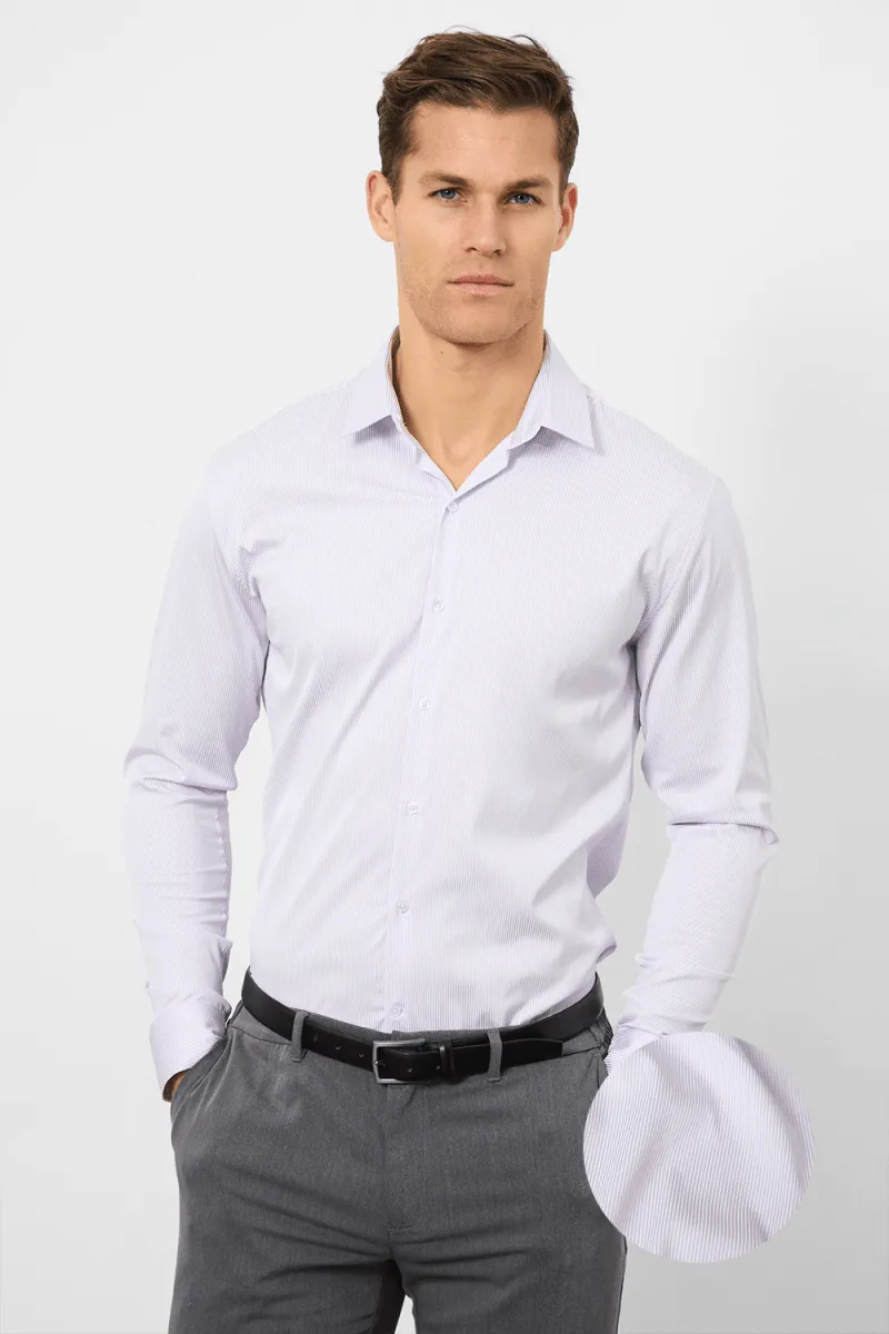 Performance Business Shirt in Lilac/White Bengal Stripe