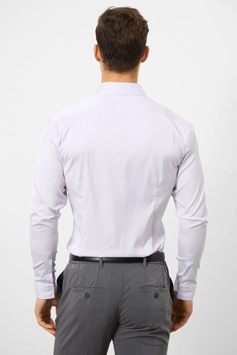 Performance Business Shirt in Lilac/White Bengal Stripe
