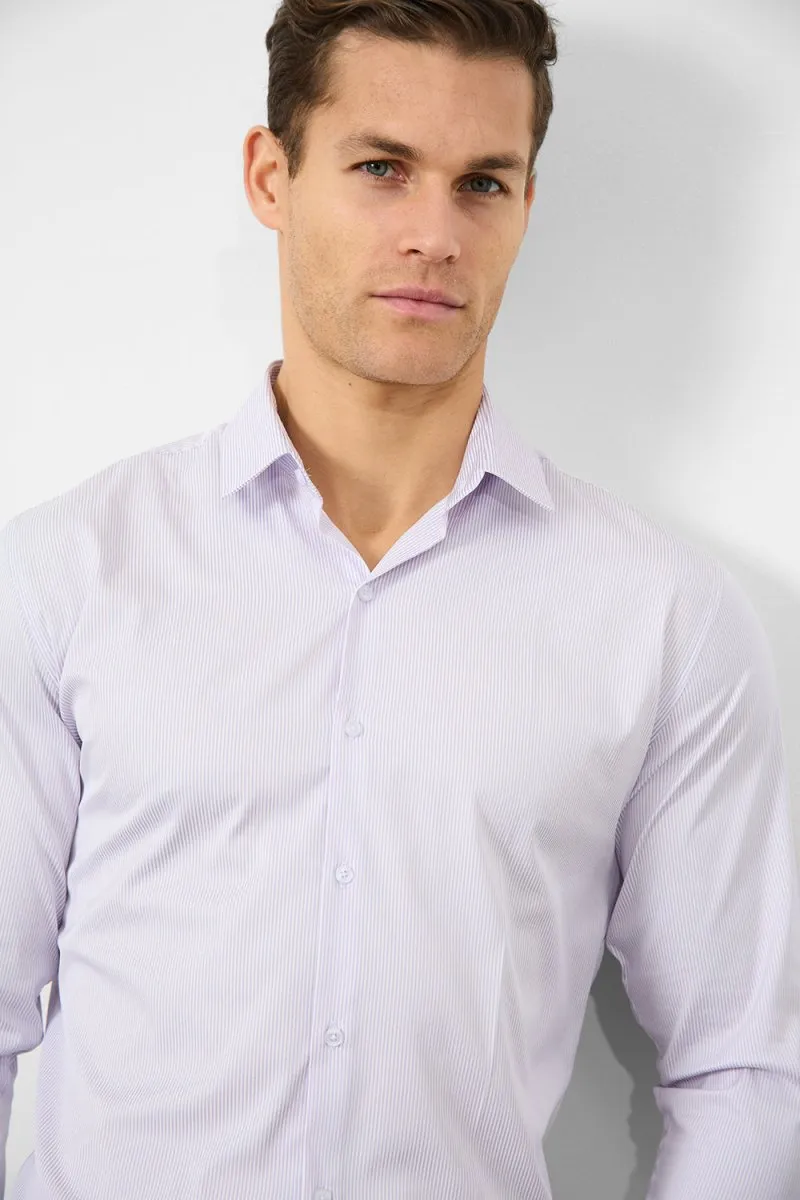 Performance Business Shirt in Lilac/White Bengal Stripe