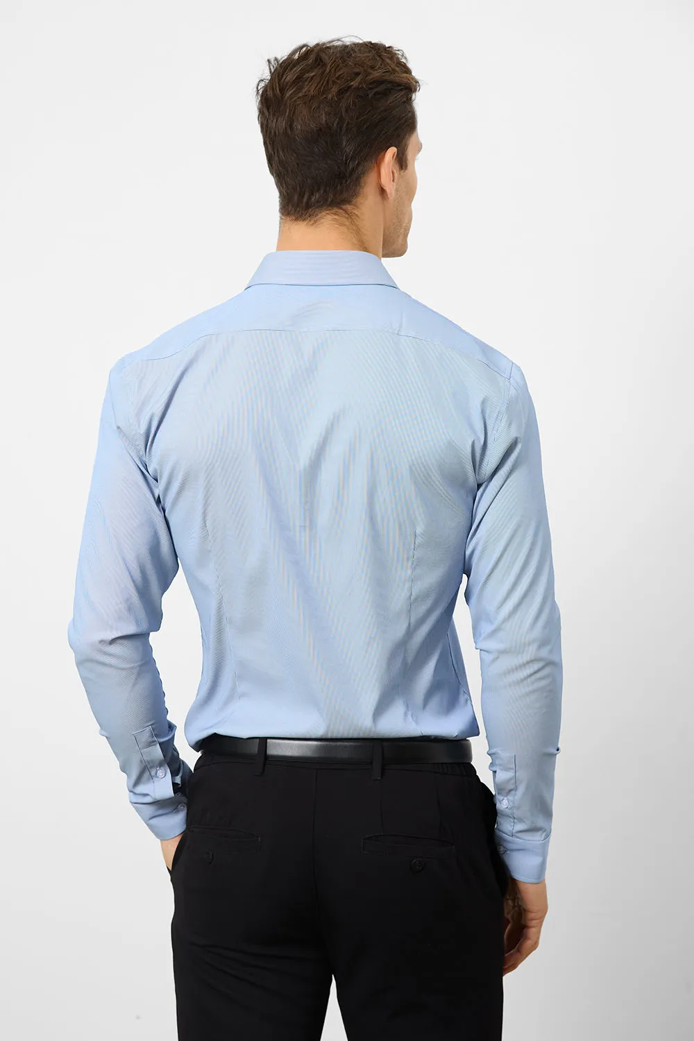 Performance Business Shirt in Navy/White Micro Stripe