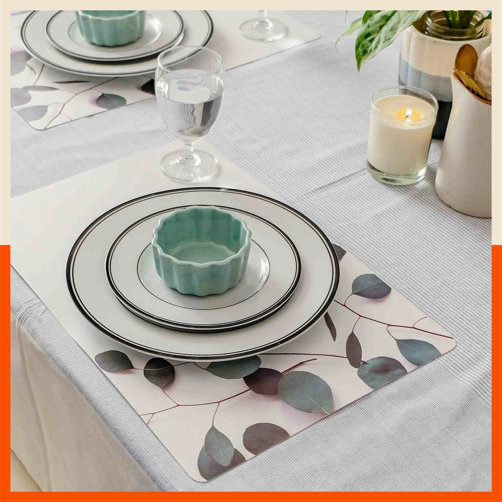 Polypropylene Table Mats & Coasters for Dining Table at Home (Hibiscus - Set of 6)