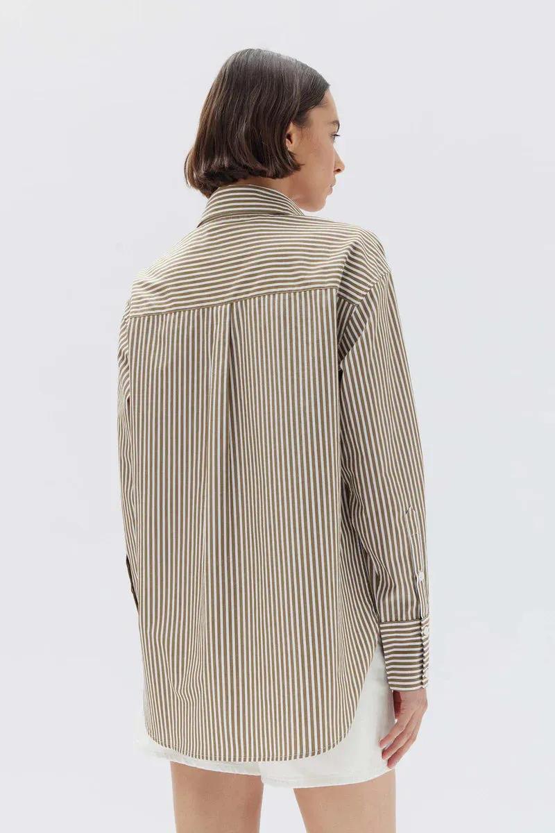 Poplin Shirt Pea/White Stripe