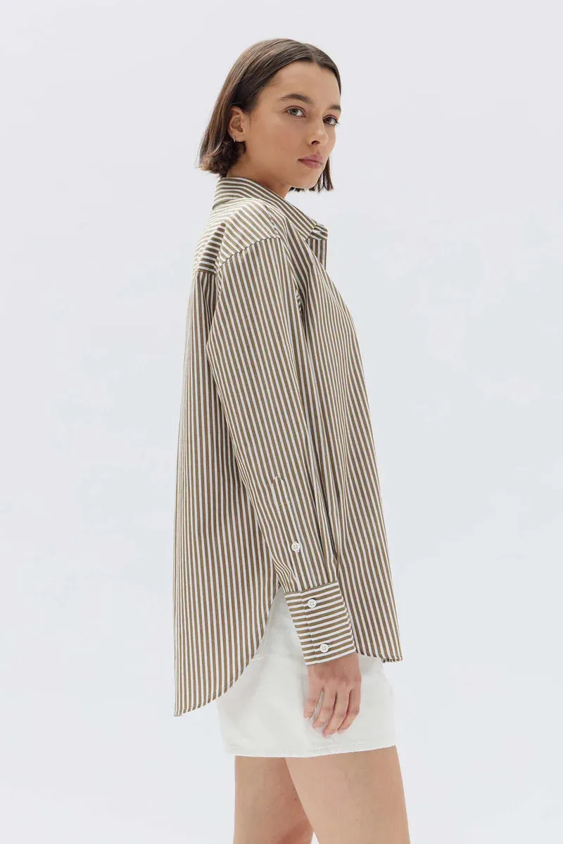 Poplin Shirt Pea/White Stripe