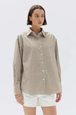 Poplin Shirt Pea/White Stripe