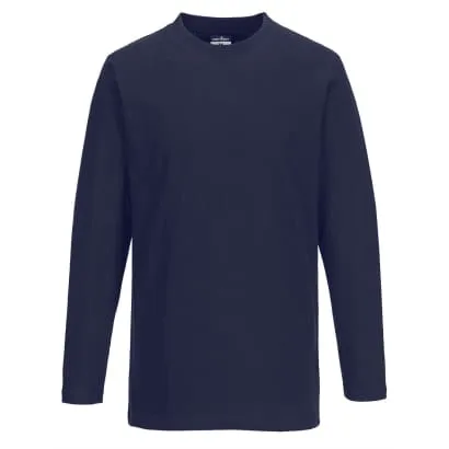 Portwest Long Sleeve T-Shirt Cotton Work Tee Shirt -B196
