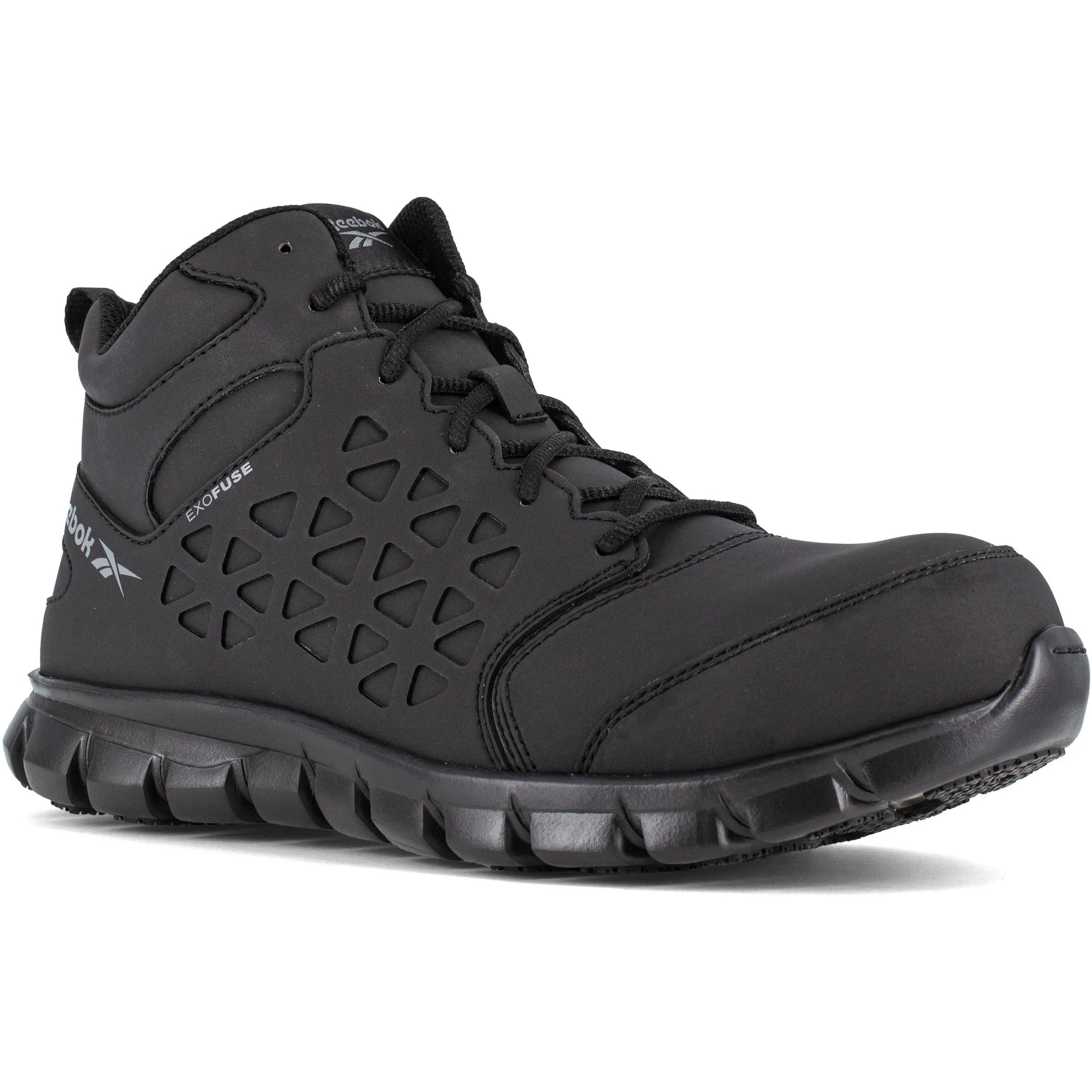 Reebok Men's Sublite Cushion Comp Toe Mid Cut Athletic Work Shoe- Black- RB4059
