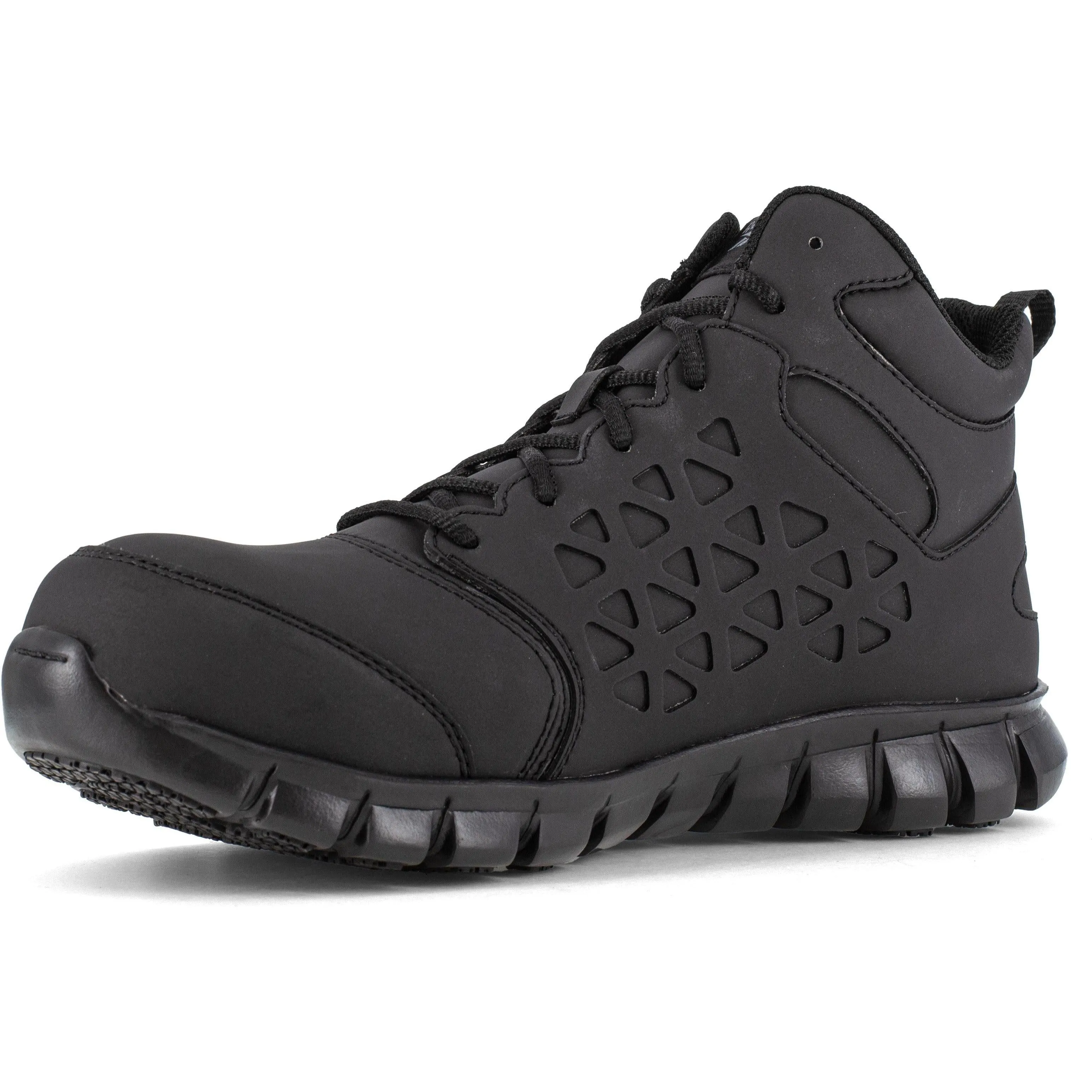 Reebok Men's Sublite Cushion Comp Toe Mid Cut Athletic Work Shoe- Black- RB4059