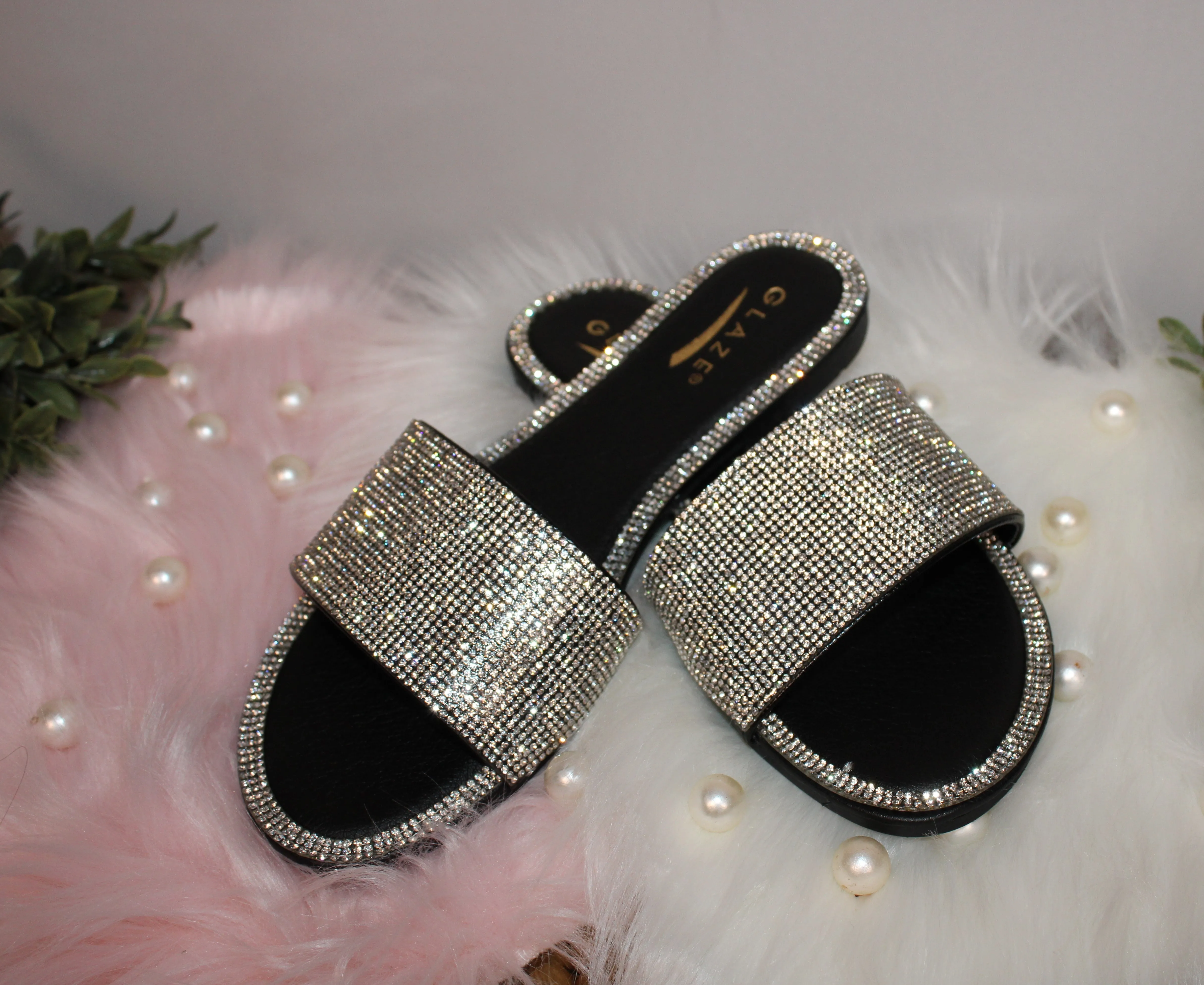 RHINESTONE SLIP ON SANDAL