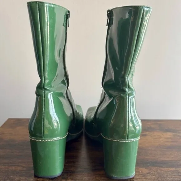 Rockport| Stylish Waterproof Green Women's Wedge Mid-Calf Side Zip Boots Sz 8M