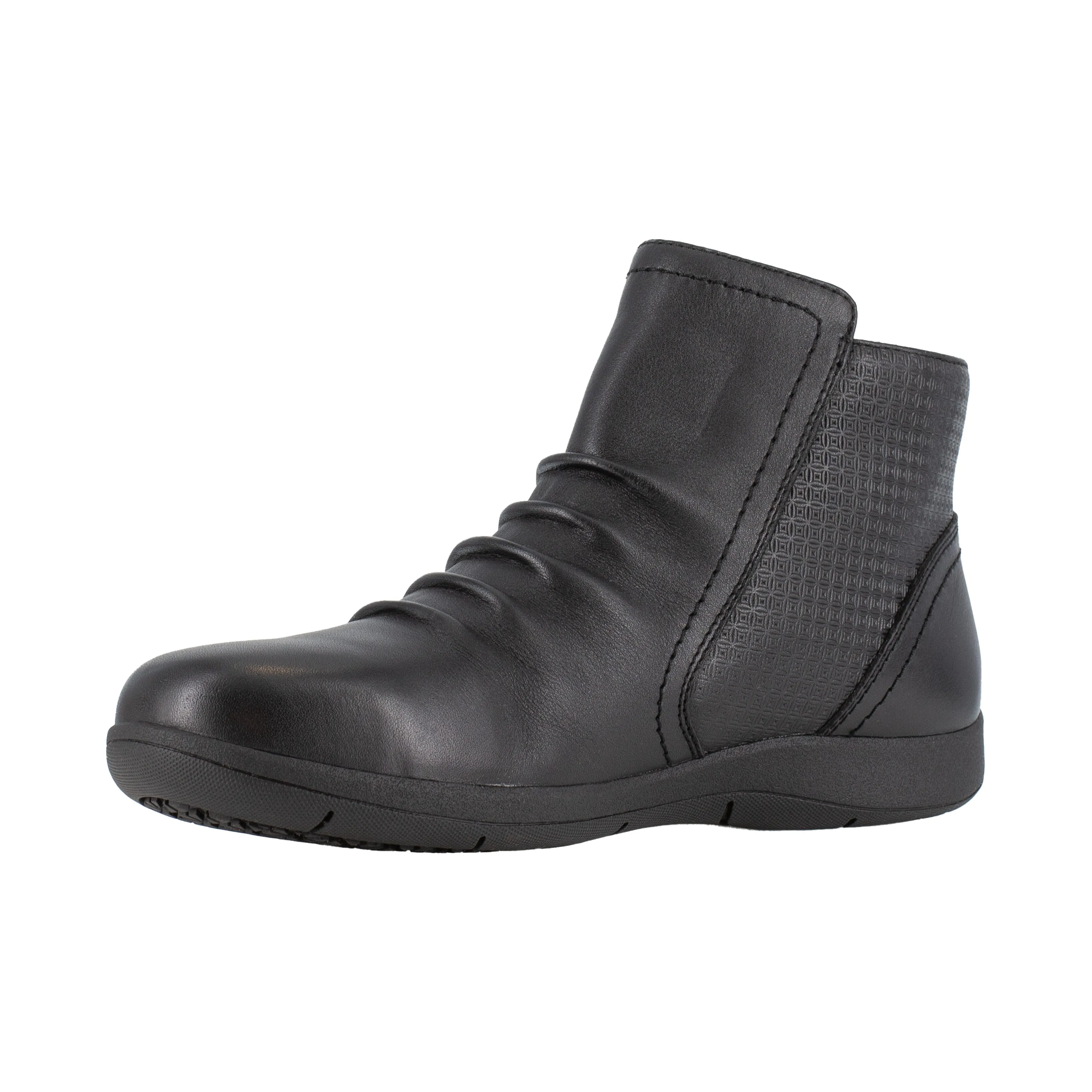 Rockport Women's Daisey Alloy Toe Slip Resistant Ruched Work Boot - Black - RK762