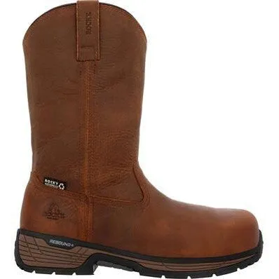 Rocky Men's Treadflex 11" Comp Toe WP Wellington Work Boot- Crazy Horse- RKK0469