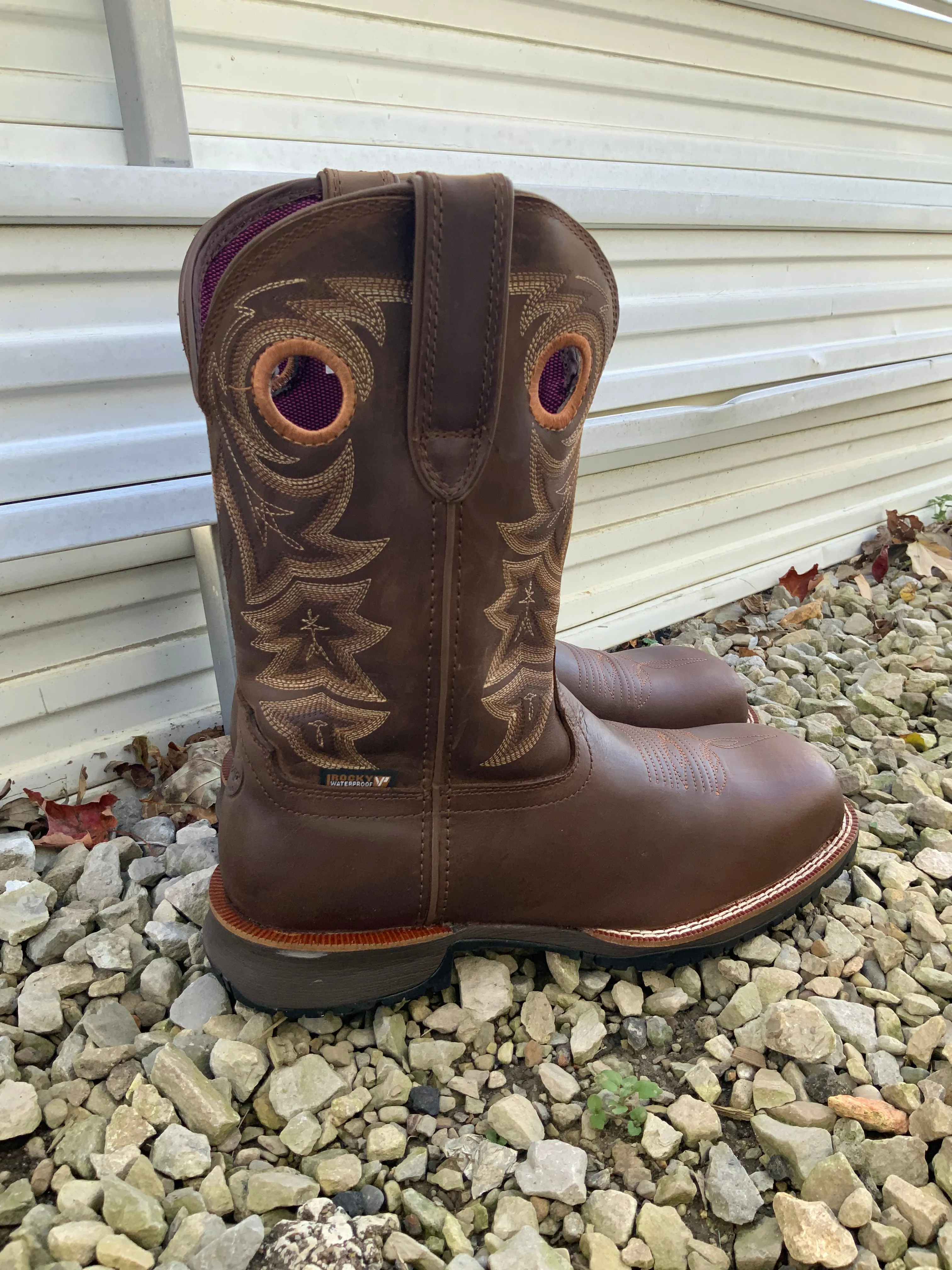 Rocky Women's Rosemary Brown Waterproof Composite Toe Western Work Boots RKW0403