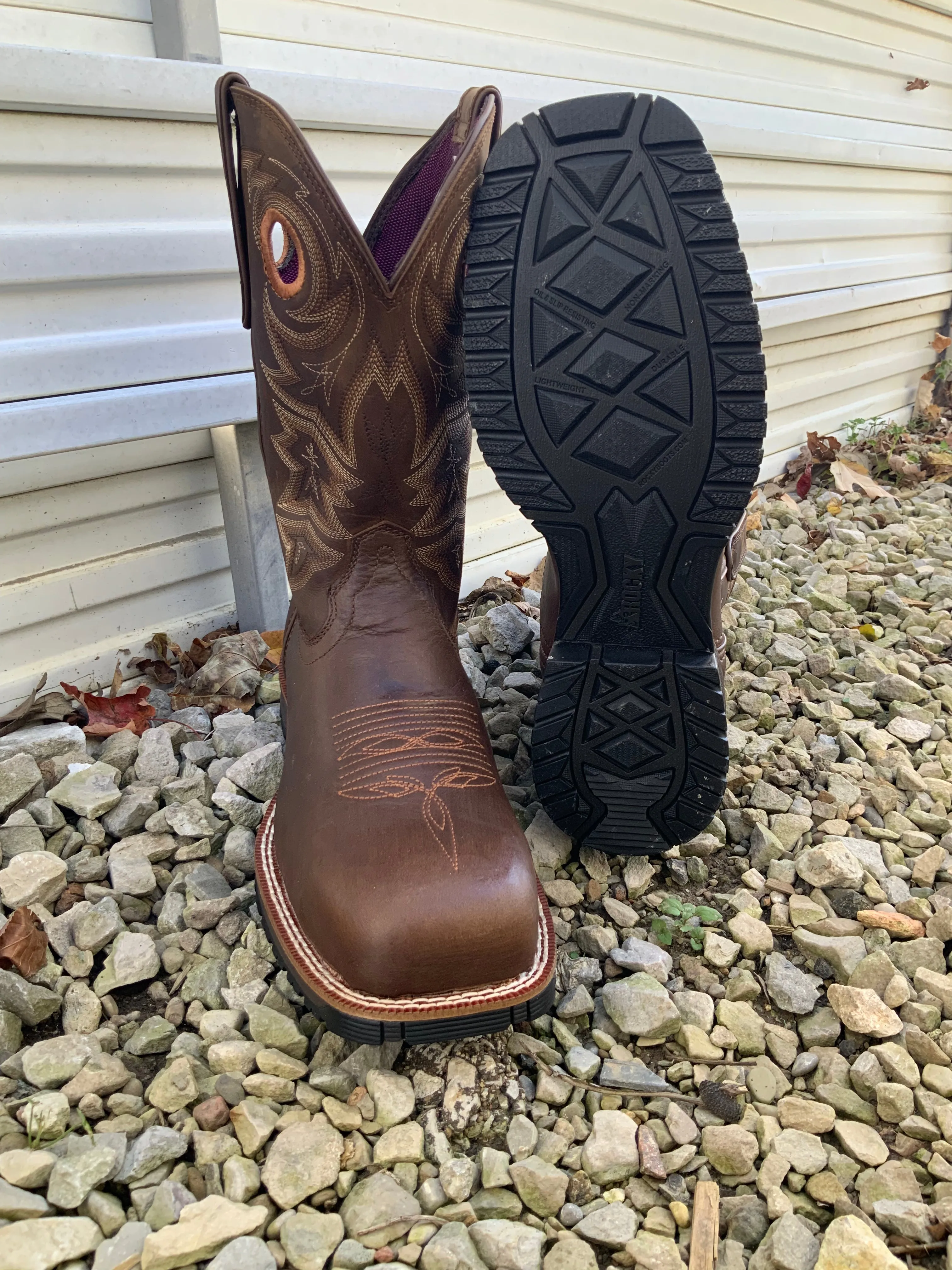 Rocky Women's Rosemary Brown Waterproof Composite Toe Western Work Boots RKW0403