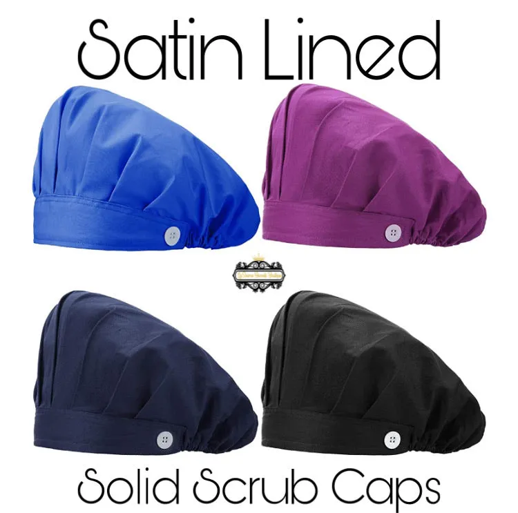 Satin Lined Scrub Cap | Bouffant Scrub Cap | Surgical Scrub Cap | Scrub Cap | Unisex Scrub Cap | Scrub Cap with Buttons | Satin Lined Cap