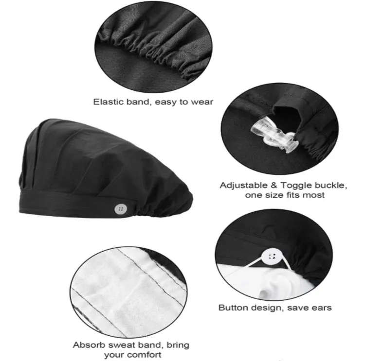 Satin Lined Scrub Cap | Bouffant Scrub Cap | Surgical Scrub Cap | Scrub Cap | Unisex Scrub Cap | Scrub Cap with Buttons | Satin Lined Cap