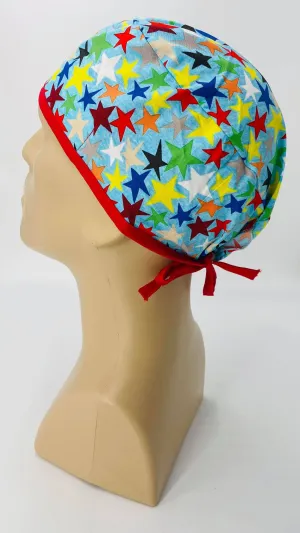 Scrub Cap Medical Surgeon Head Cover Surgical Hat Nurse Nursing Operating Room, Colorful Stars