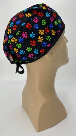 Scrub Cap Medical Surgeon Head Cover Surgical Hat Nurse Nursing Operating Room, Dog Cat Paws