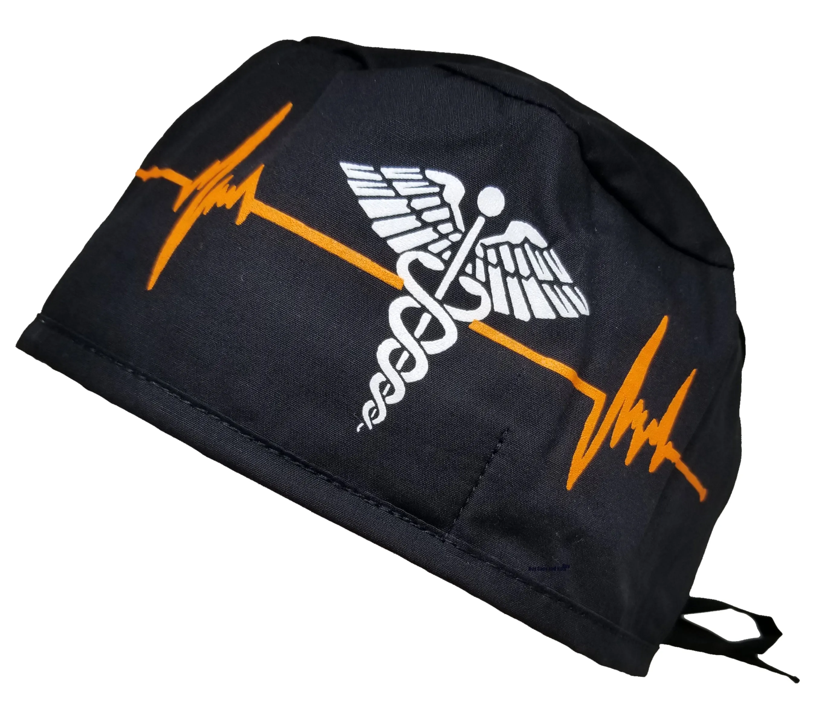 Scrub Cap Medical Surgeon Head Cover Surgical Hat Nurse Nursing Operating Room, EKG Caduceus