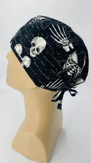 Scrub Cap Medical Surgeon Head Cover Surgical Hat Nurse Nursing Operating Room, Ortho Orthopedic Skull Bones Hand