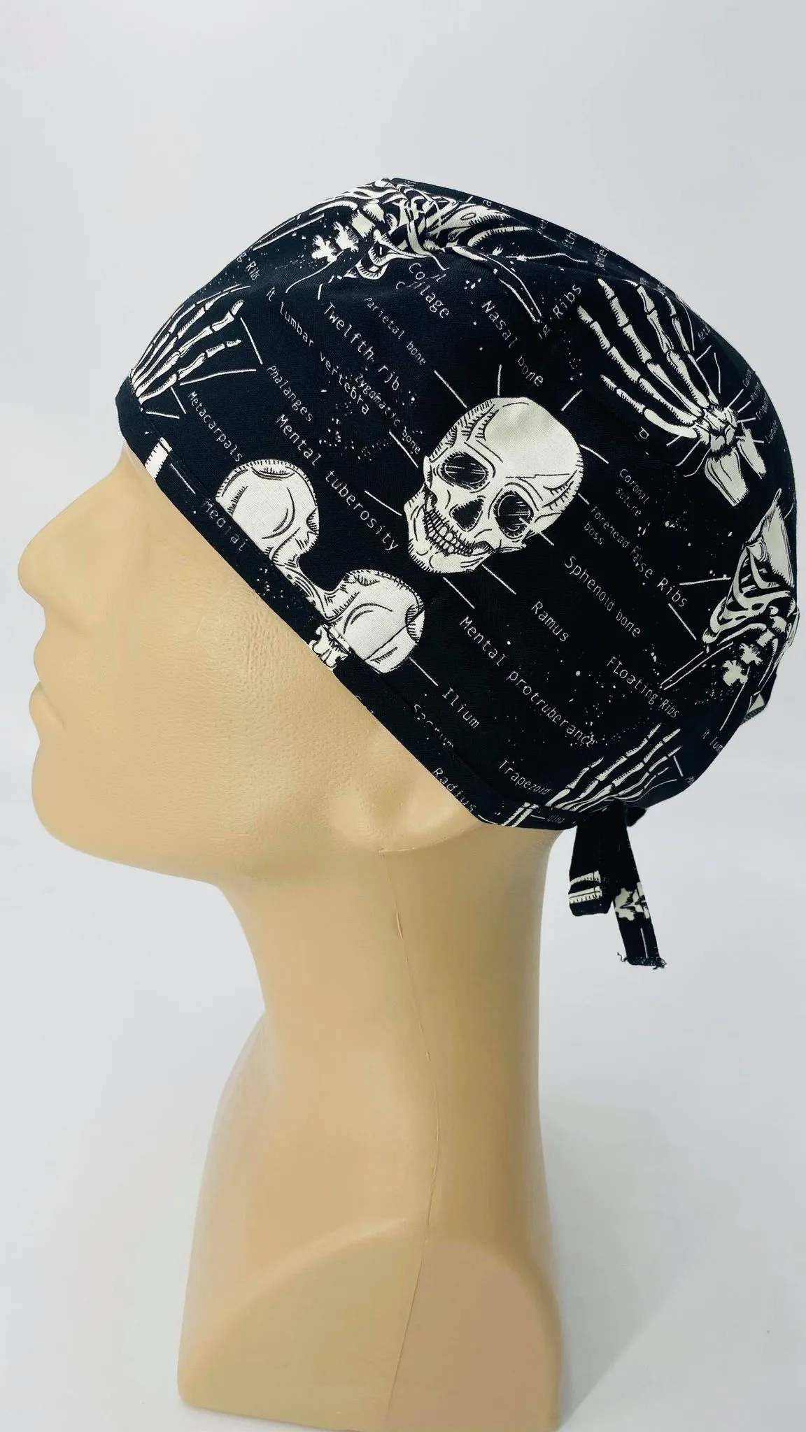 Scrub Cap Medical Surgeon Head Cover Surgical Hat Nurse Nursing Operating Room, Orthopedics Bones Skulls Hands