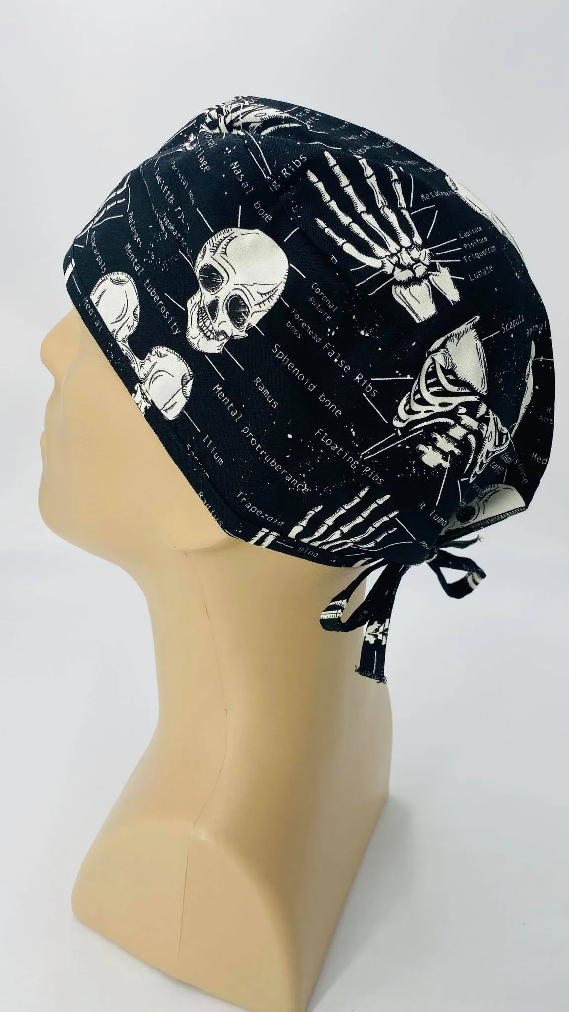 Scrub Cap Medical Surgeon Head Cover Surgical Hat Nurse Nursing Operating Room, Orthopedics Bones Skulls Hands