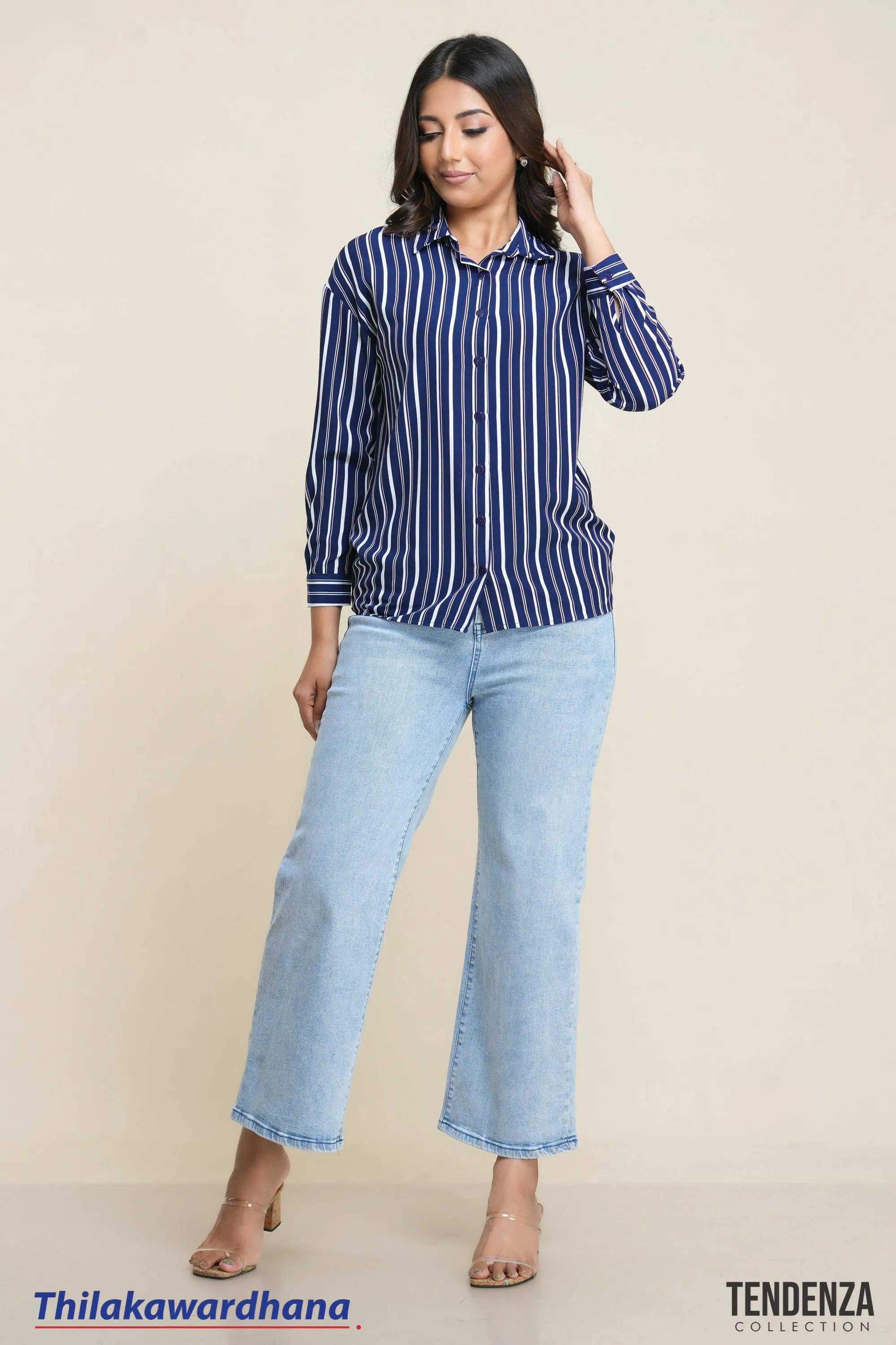 Tendenza Dropped Shoulder Striped Shirt