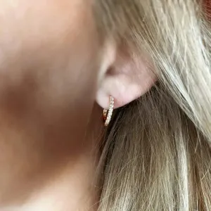 Thin Line Cubic Zirconia Hoops In Gold