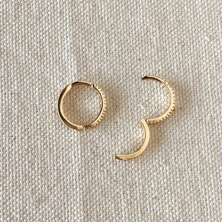 Thin Line Cubic Zirconia Hoops In Gold