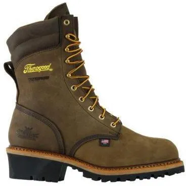 Thorogood Men's Logger 9" Steel Toe Waterproof USA Made Work Boot - Brown - 804-3555