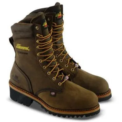 Thorogood Men's Logger 9" Steel Toe Waterproof USA Made Work Boot - Brown - 804-3555