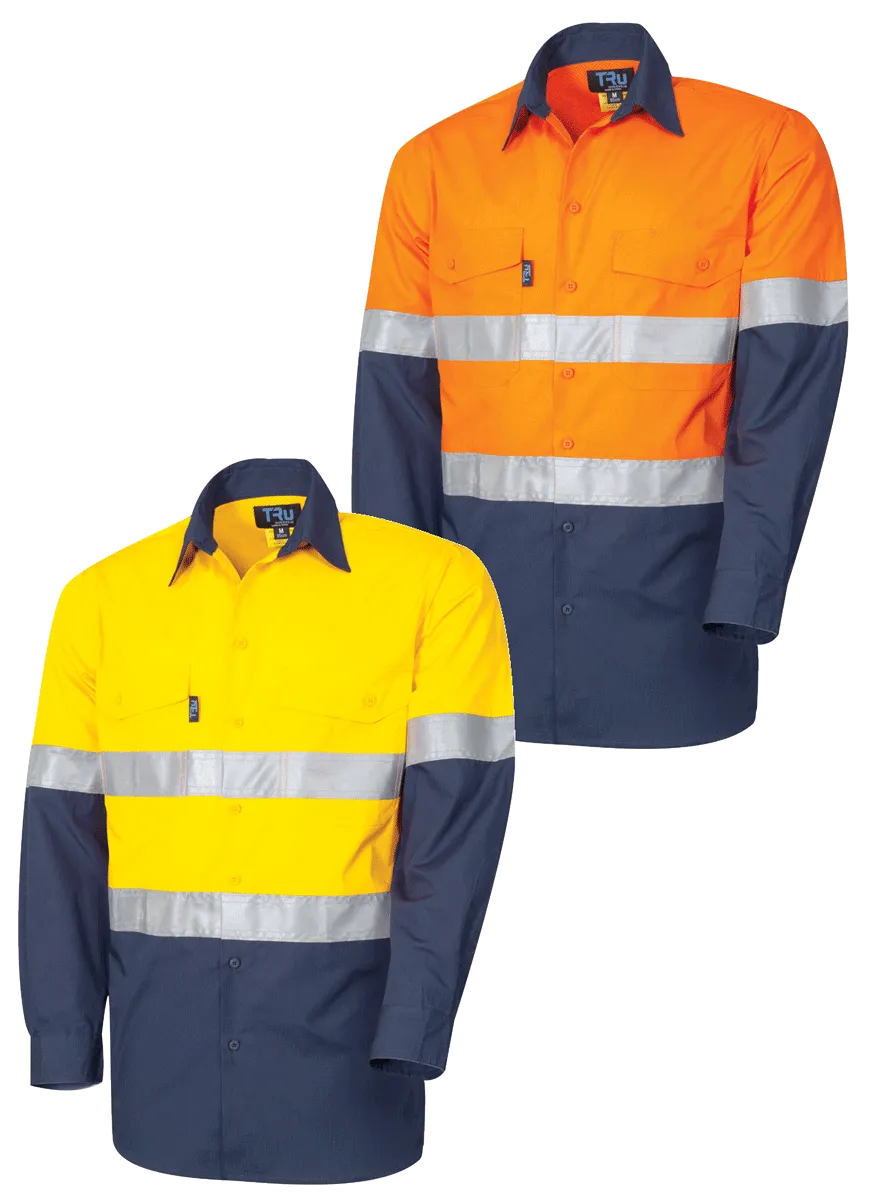 Tru Workwear Cool Performance 2 Tone Hi Vis Taped Ripstop Shirt DS2169T1