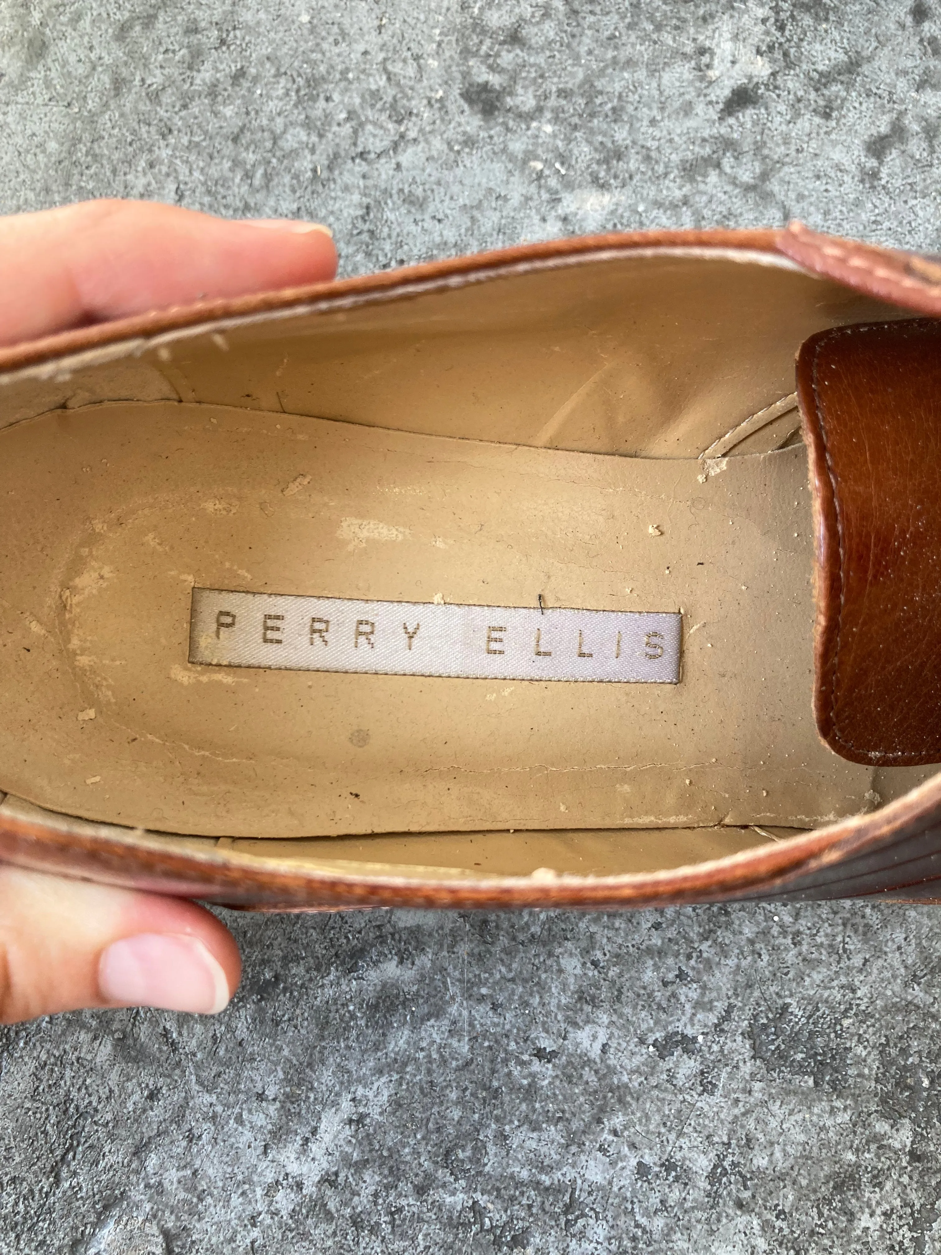 Vintage Perry Ellis Cognac Oxford Low Heels