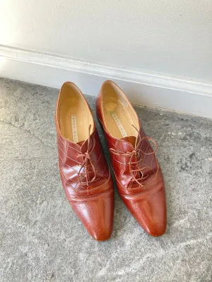 Vintage Perry Ellis Cognac Oxford Low Heels
