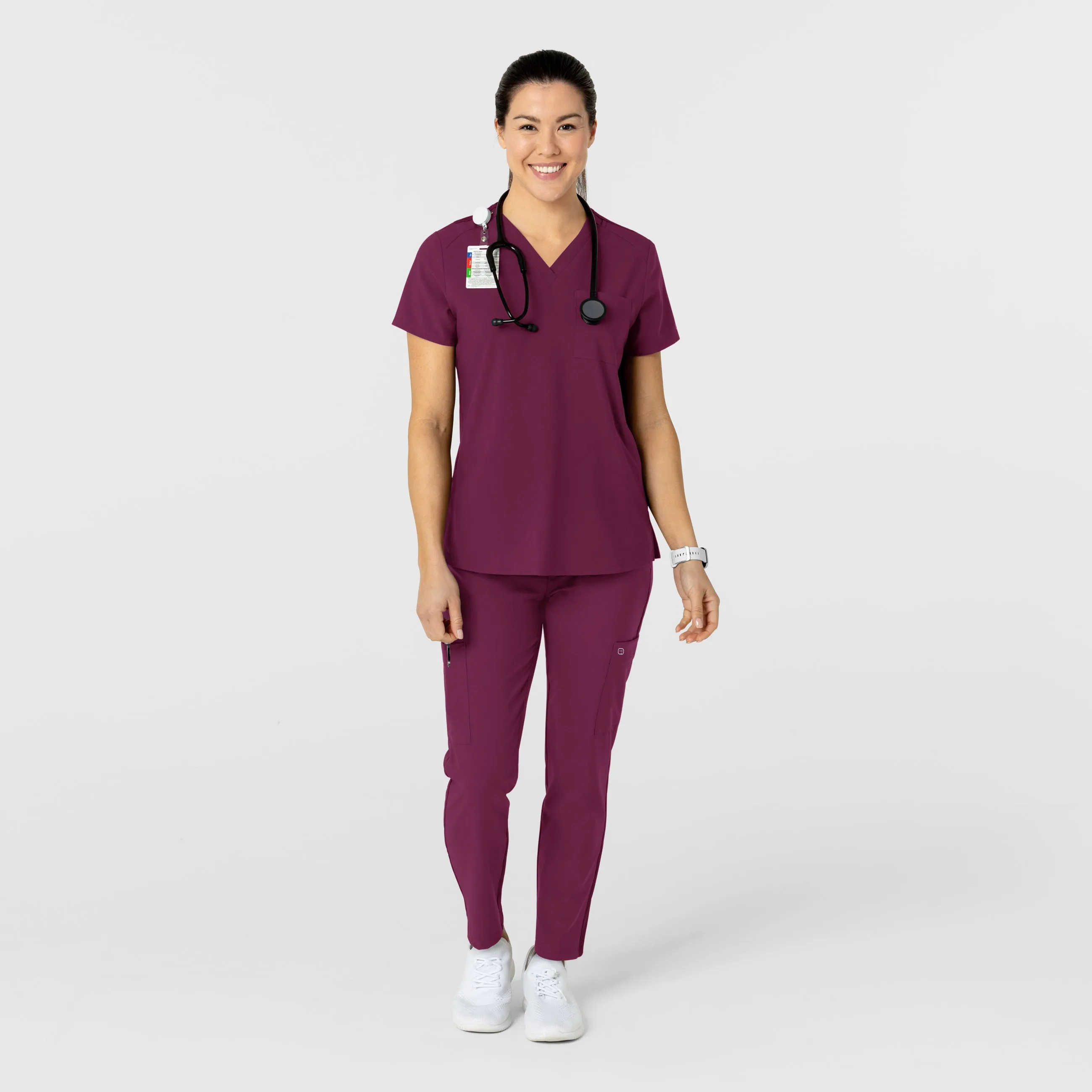 W123 5045 Flex-n-Reach Track Scrub Pants Wine