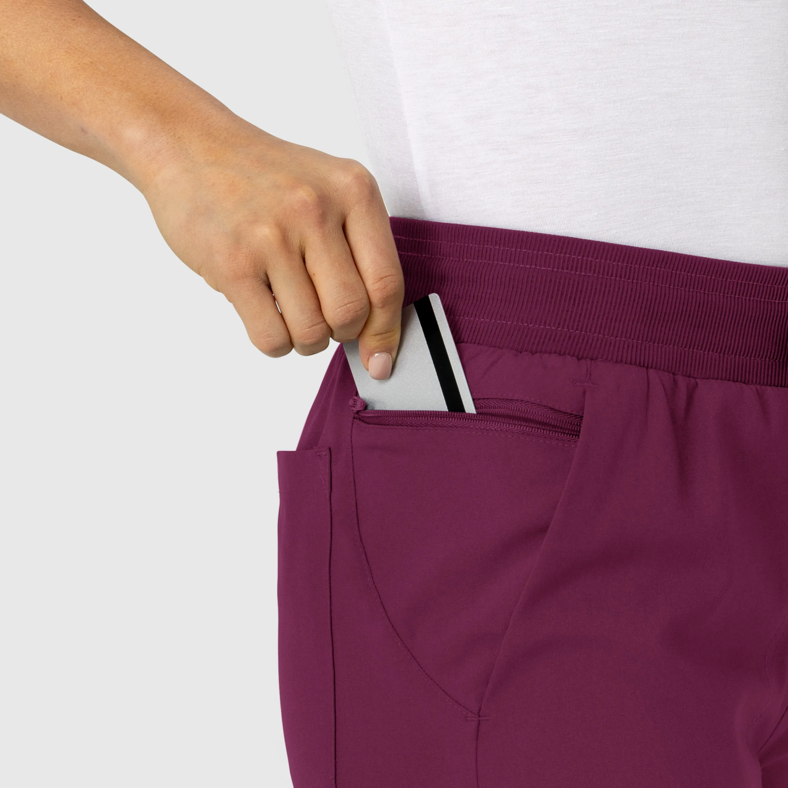 W123 5045 Flex-n-Reach Track Scrub Pants Wine