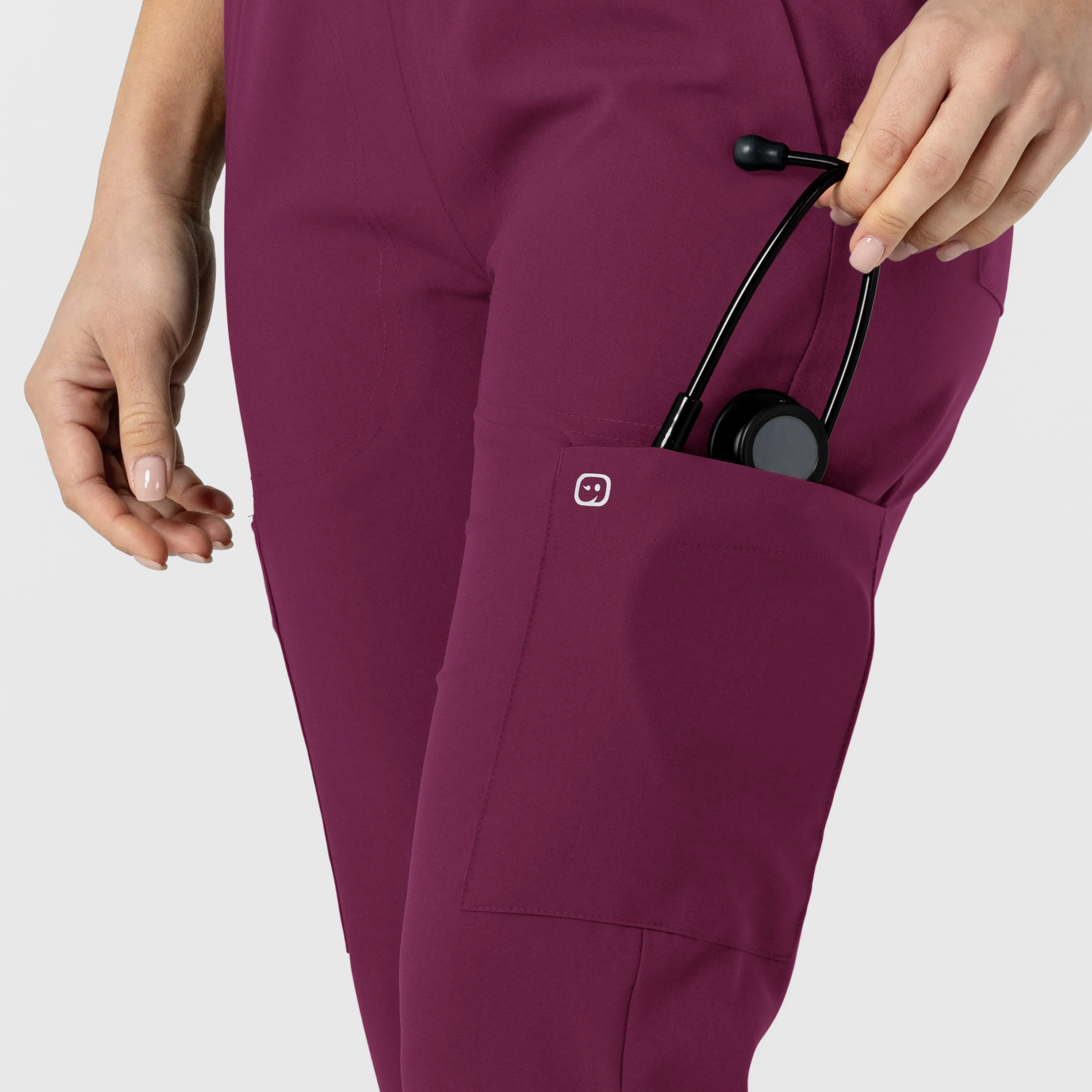 W123 5045 Flex-n-Reach Track Scrub Pants Wine